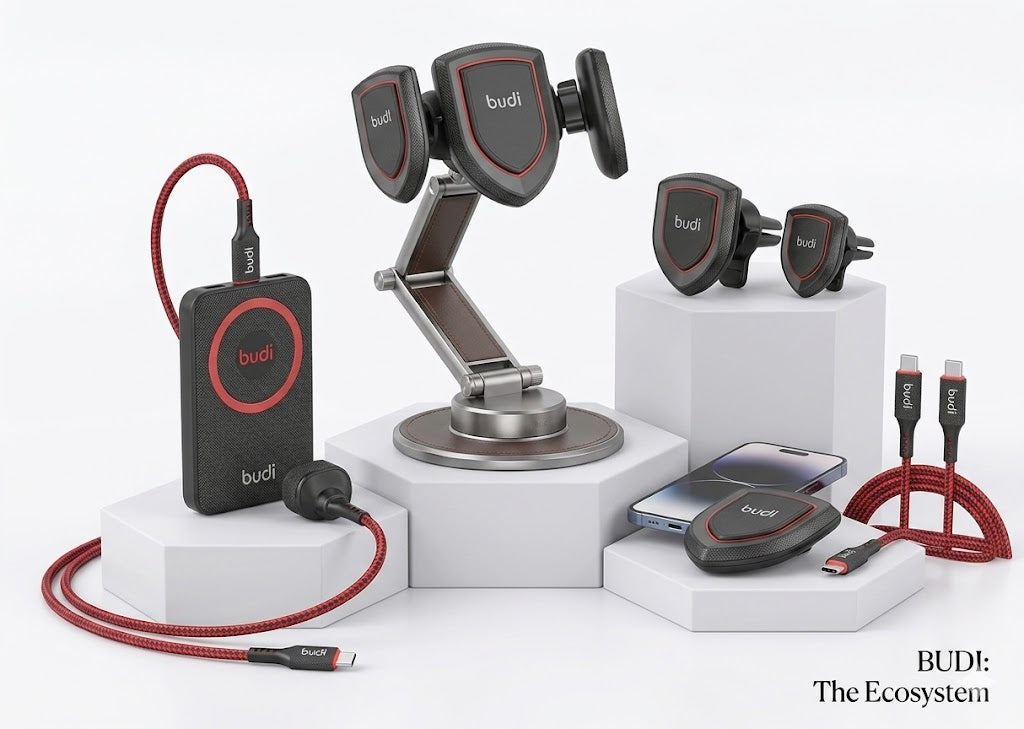 Budi Magnetic Car Mount – 360° Rotating Phone Holder | Strong Magnetic Hold | Universal Fit