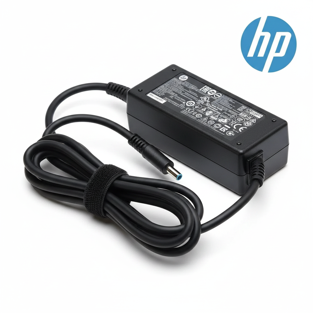 HP 65W Charger – 3/4 Angle