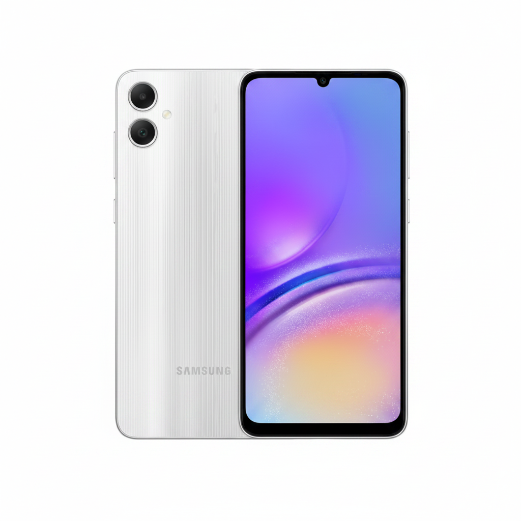 Samsung Galaxy A05 Silver – Flat Lay