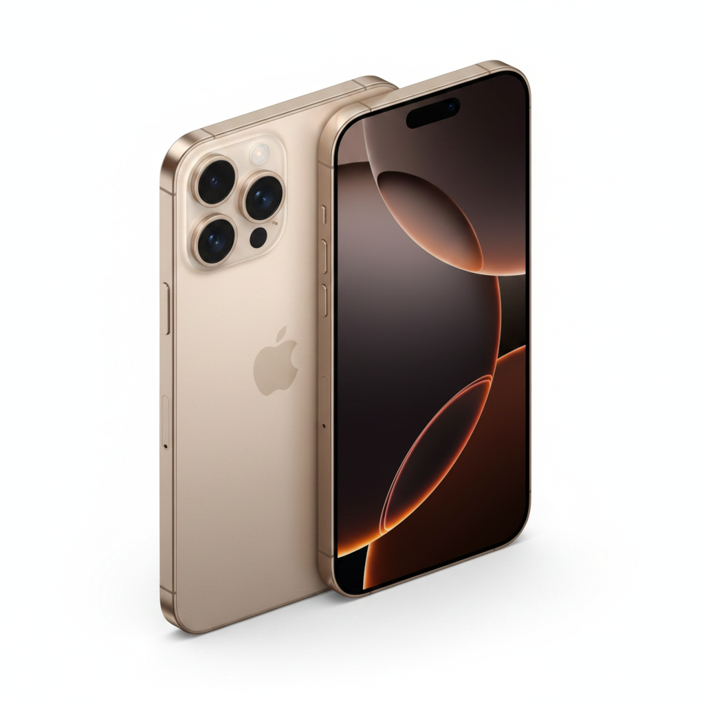 iPhone 16 Pro Max Desert Titanium – Isometric