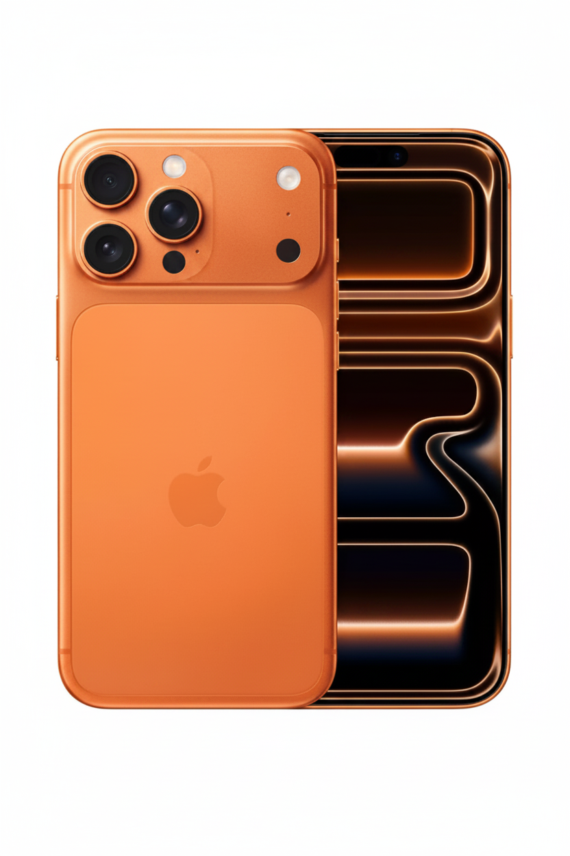 iPhone Orange – Flat Lay Mobile