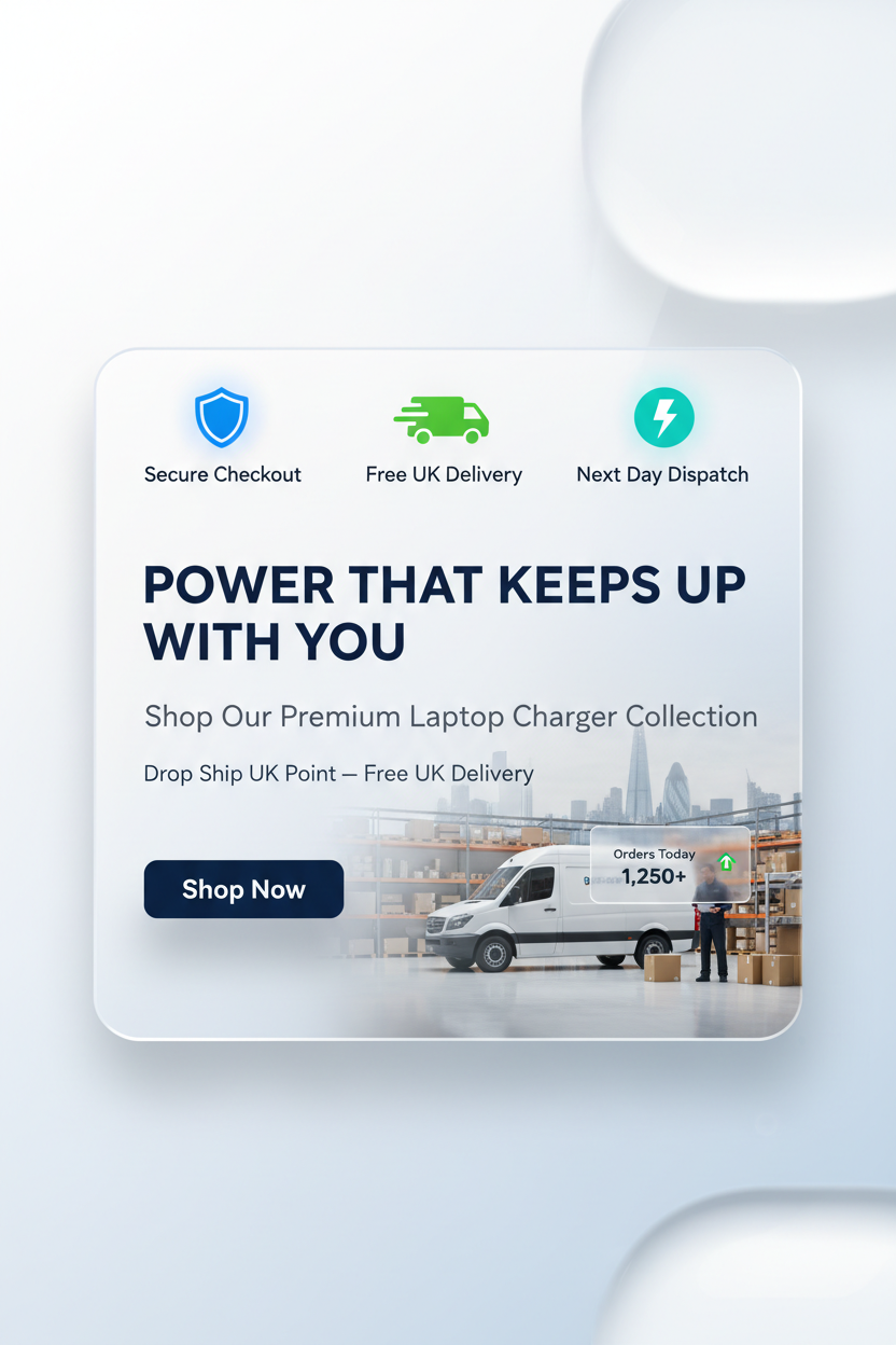 Laptop Chargers Mobile - White Glassmorphism