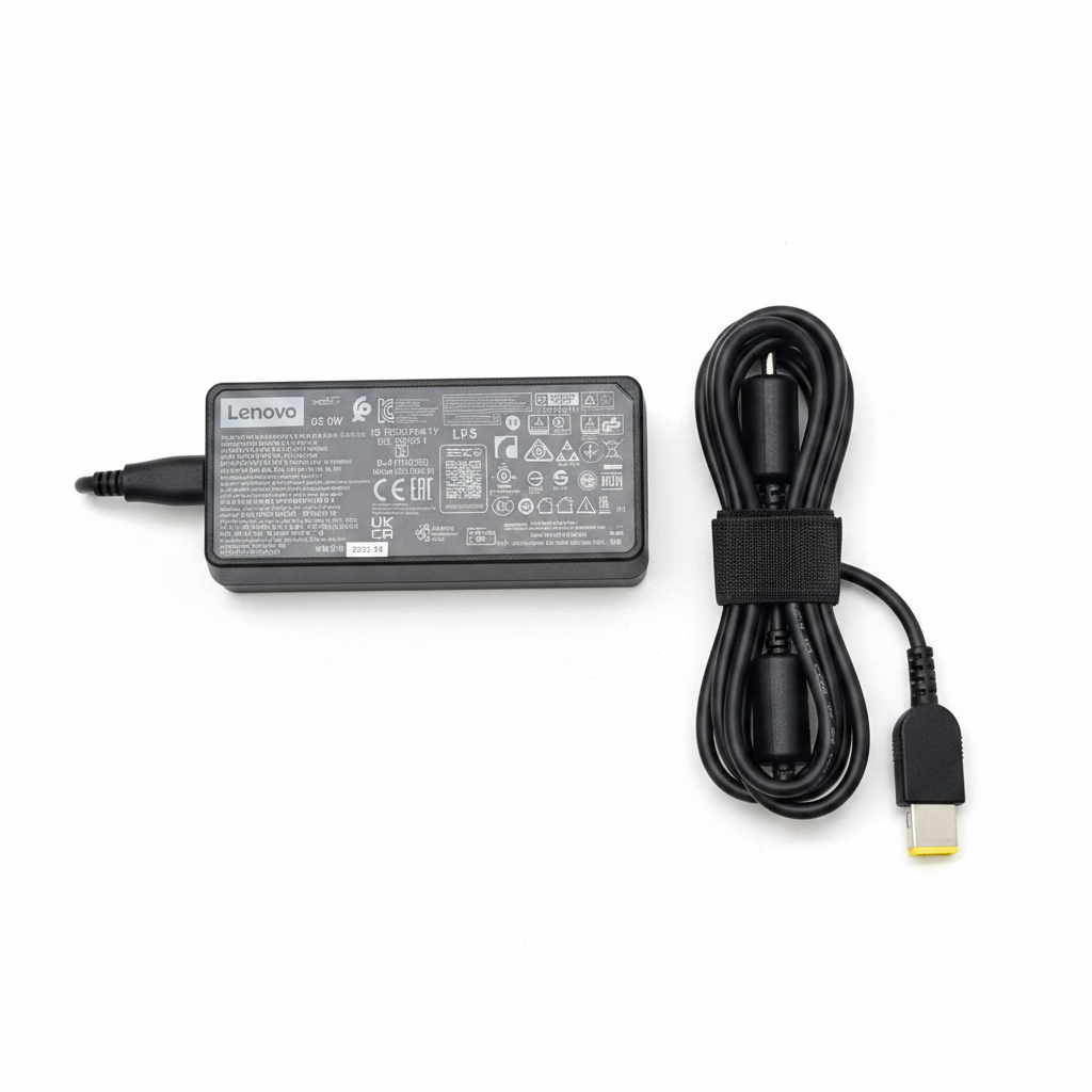 Lenovo 65W Charger – Flat Lay