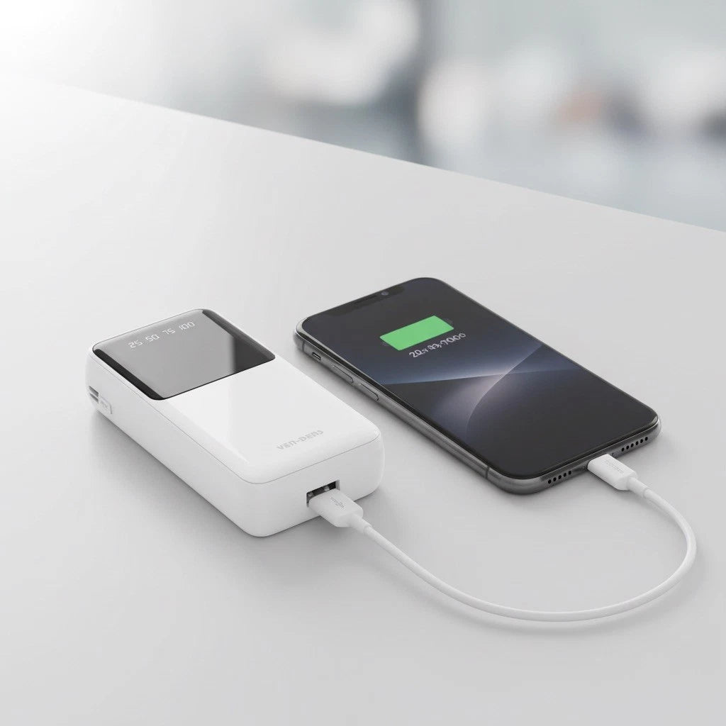 Ven Denz 10000mAh Fast Charge Power Bank VD-PB040 – High-Capacity Portable Battery Pack